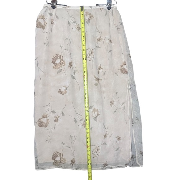 VTG N McNaughton XL Floral Print Maxi Skirt Beige Cottagecore Flowy Fairy Grunge - Picture 2 of 13